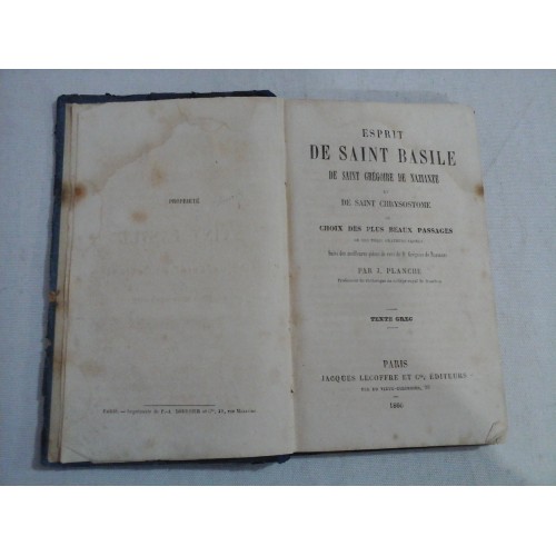 ESPRIT DE SAINT BASILE de Saint Gregoire de Nazianze - texte grec - Paris 1860 ESPRIT DE SAINT BASILE de Saint Gregoire de Nazianze - texte grec - Paris 1860